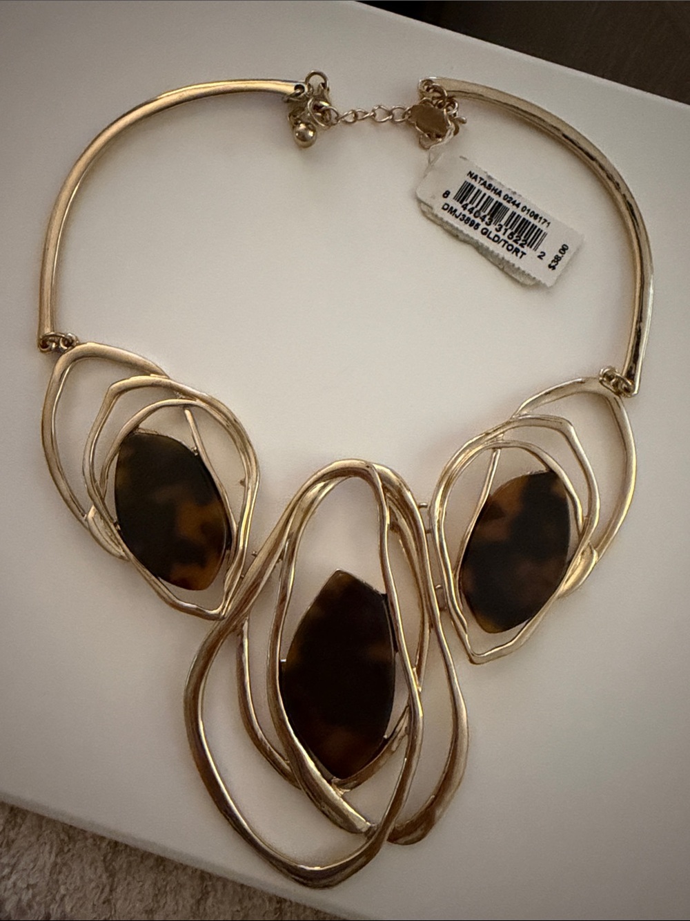 Gold-Tone Statement Necklace with Tortoiseshell Accents